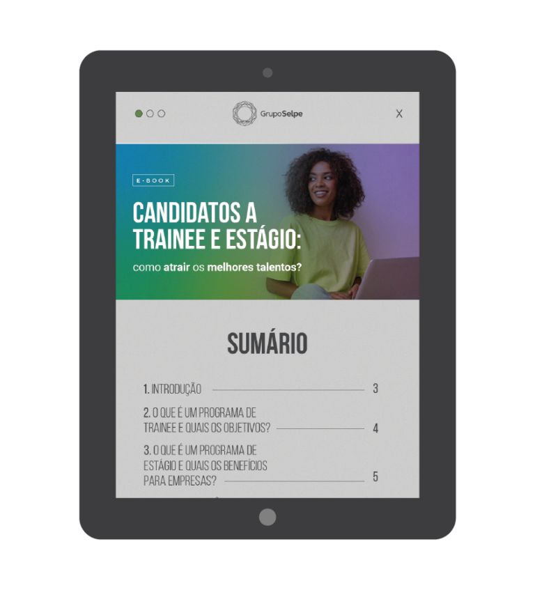A imagem é um banner sobre um artigo sobre candidatos a trainee e estágio