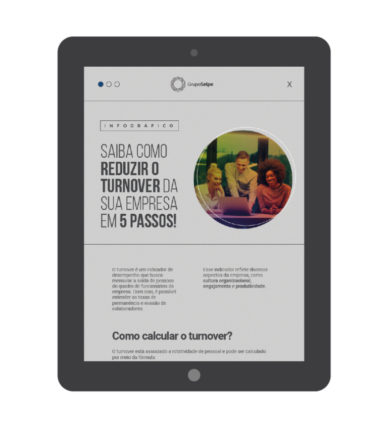 A imagem mostra um banner com a prévia do material sobre como reduzir o turnover da sua empresa