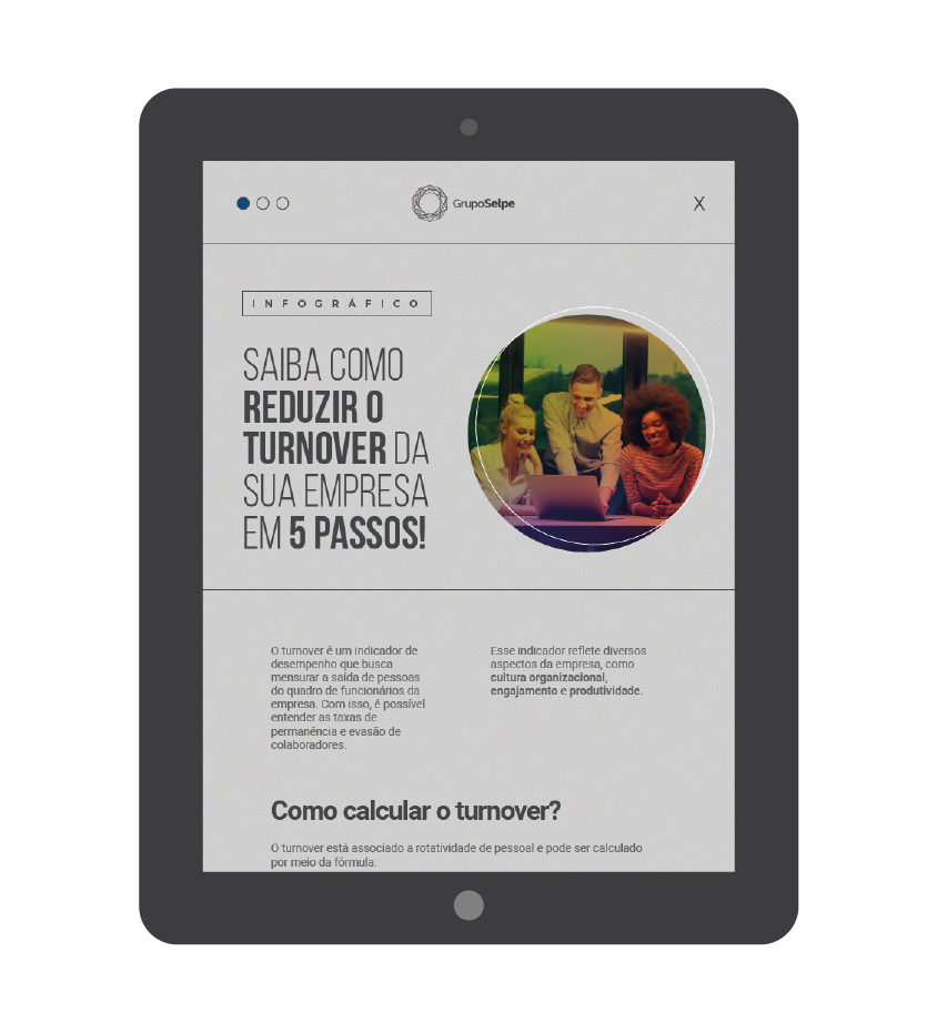 A imagem mostra um banner com a prévia do material sobre como reduzir o turnover da sua empresa